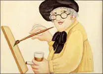 Painting of Beryl Cook painting