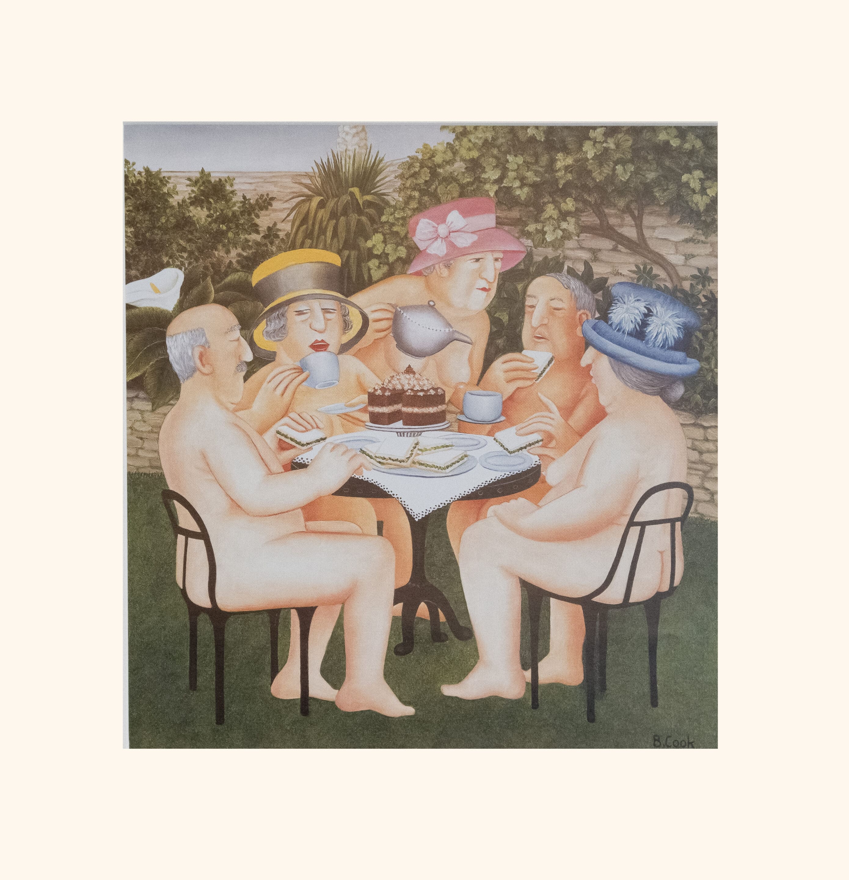 Tea in the Garden Mounted Print