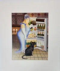 Percy at the Fridge mounted print