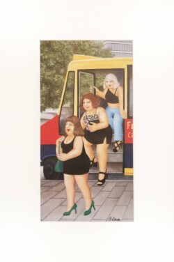 Bus Stop-Getting Off Mounted Print