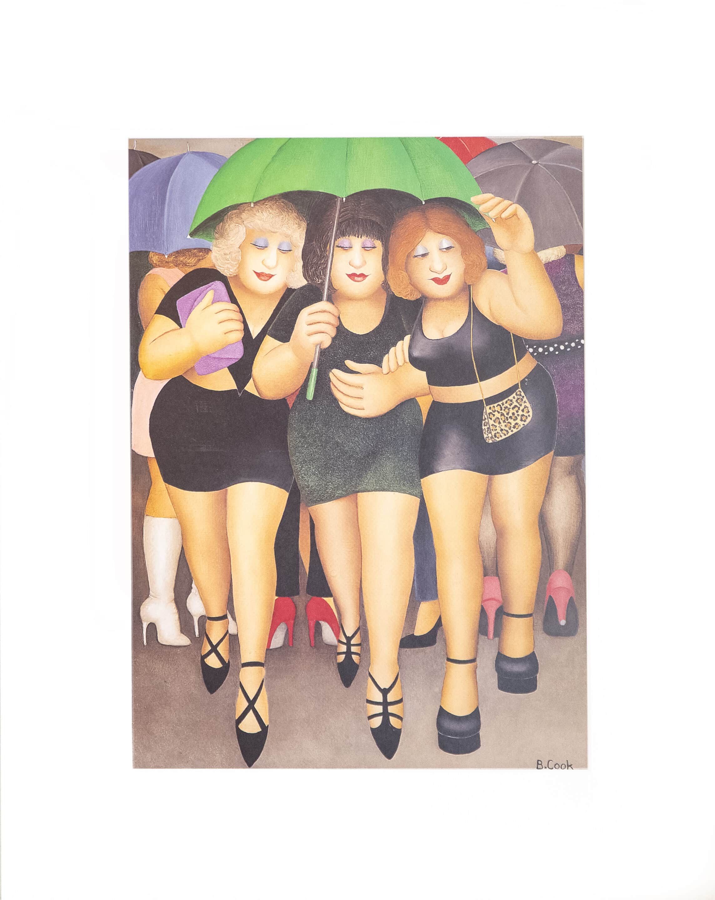 Clubbing in the Rain Mounted Print