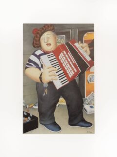 Accordion Player Mounted Print