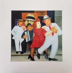 Tango Busking Mounted Print