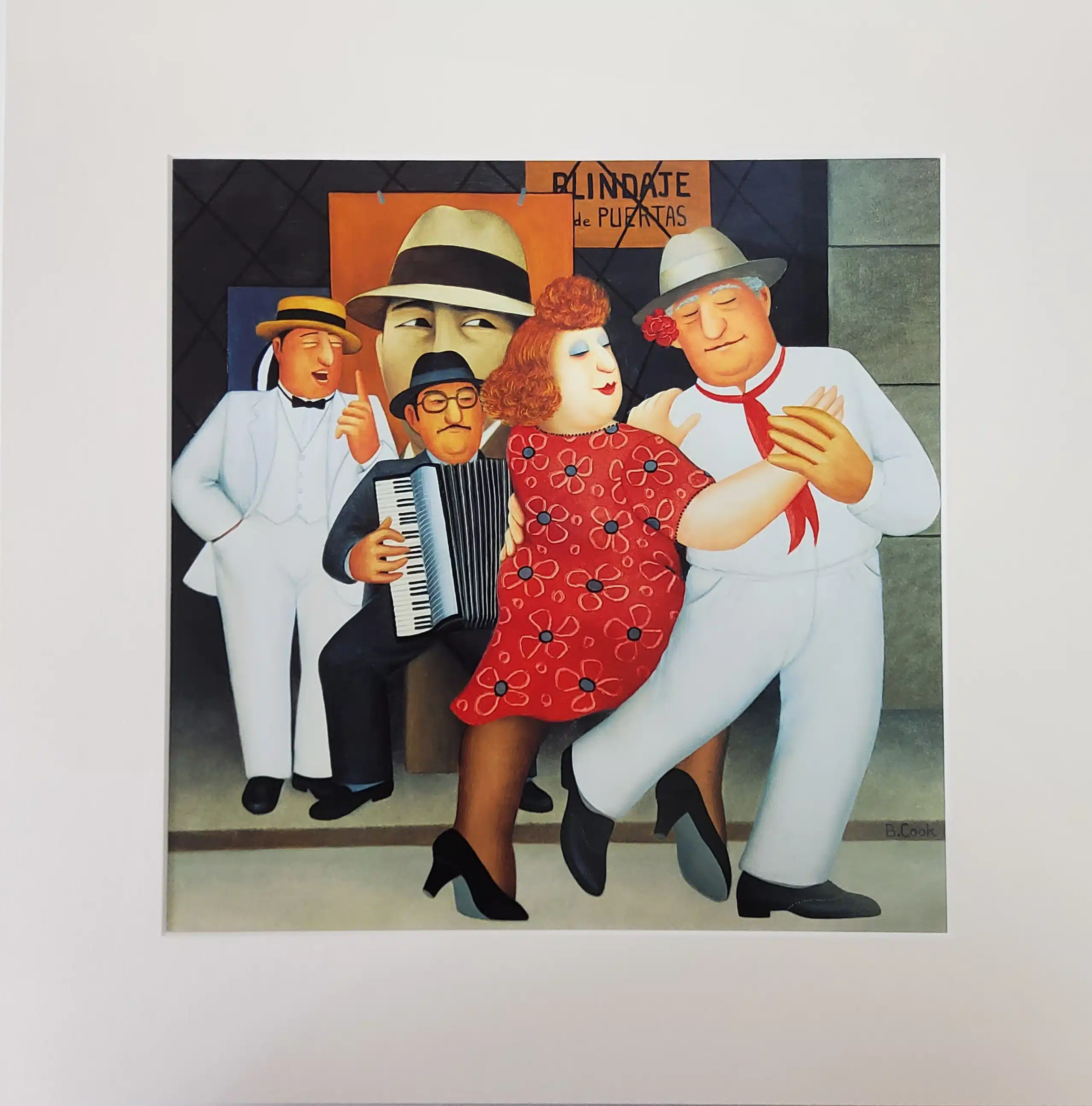 Tango Busking Mounted Print