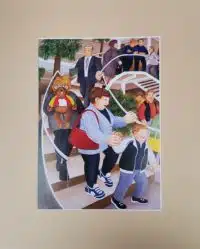 Shopping with Robin Mounted Print