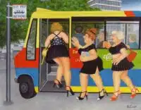 Beryl Cook "Bus Stop" greeting card