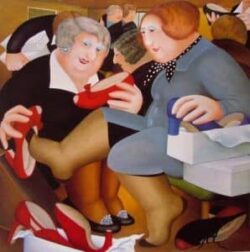 Beryl Cook "Shoe Shop" greeting card