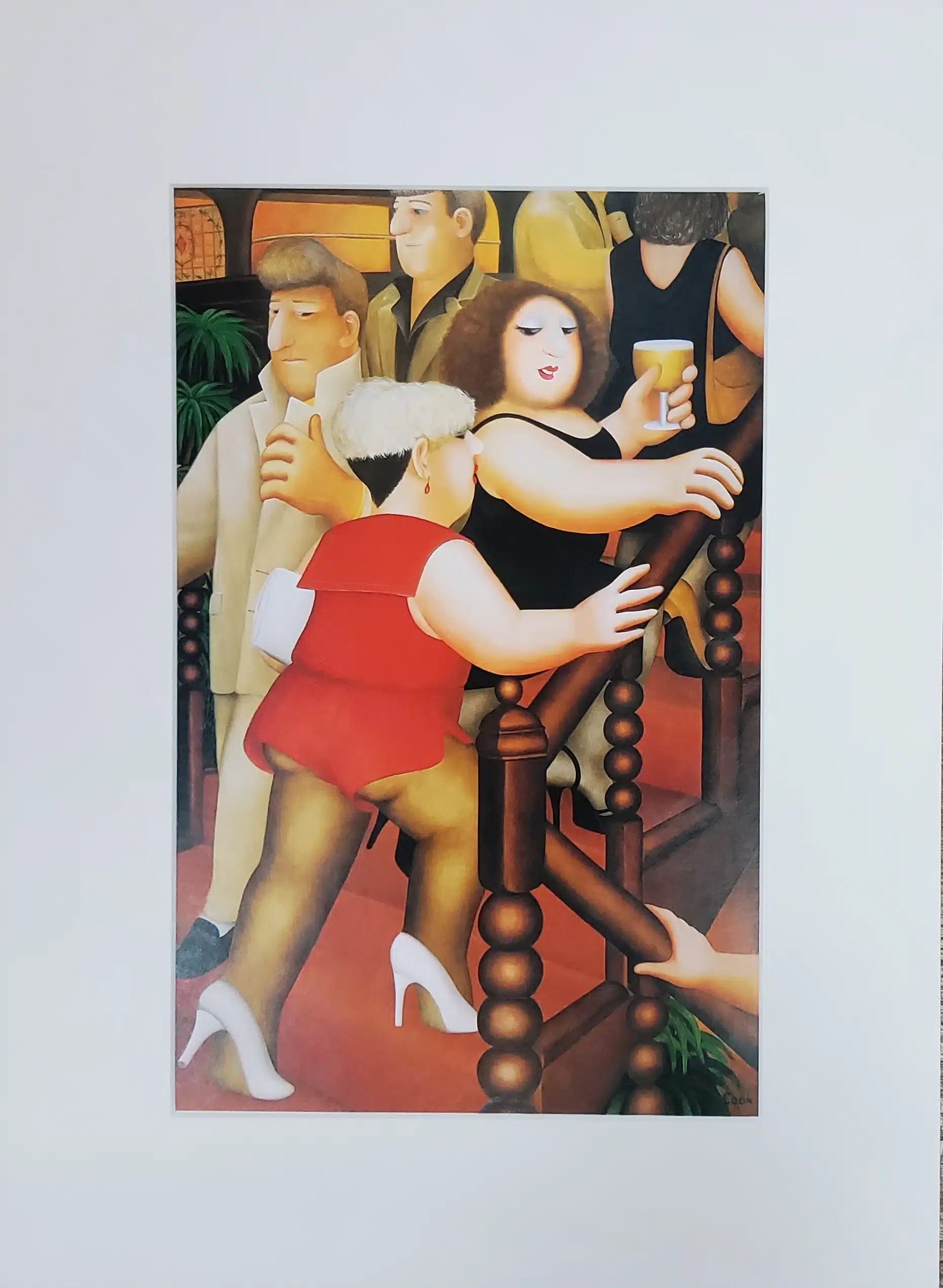 Beryl Cook Staircase mounted print