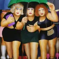 Beryl Cook "Clubbing in the Rain" greeting card