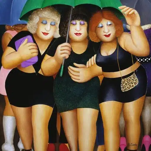 Beryl Cook "Clubbing in the Rain" greeting card