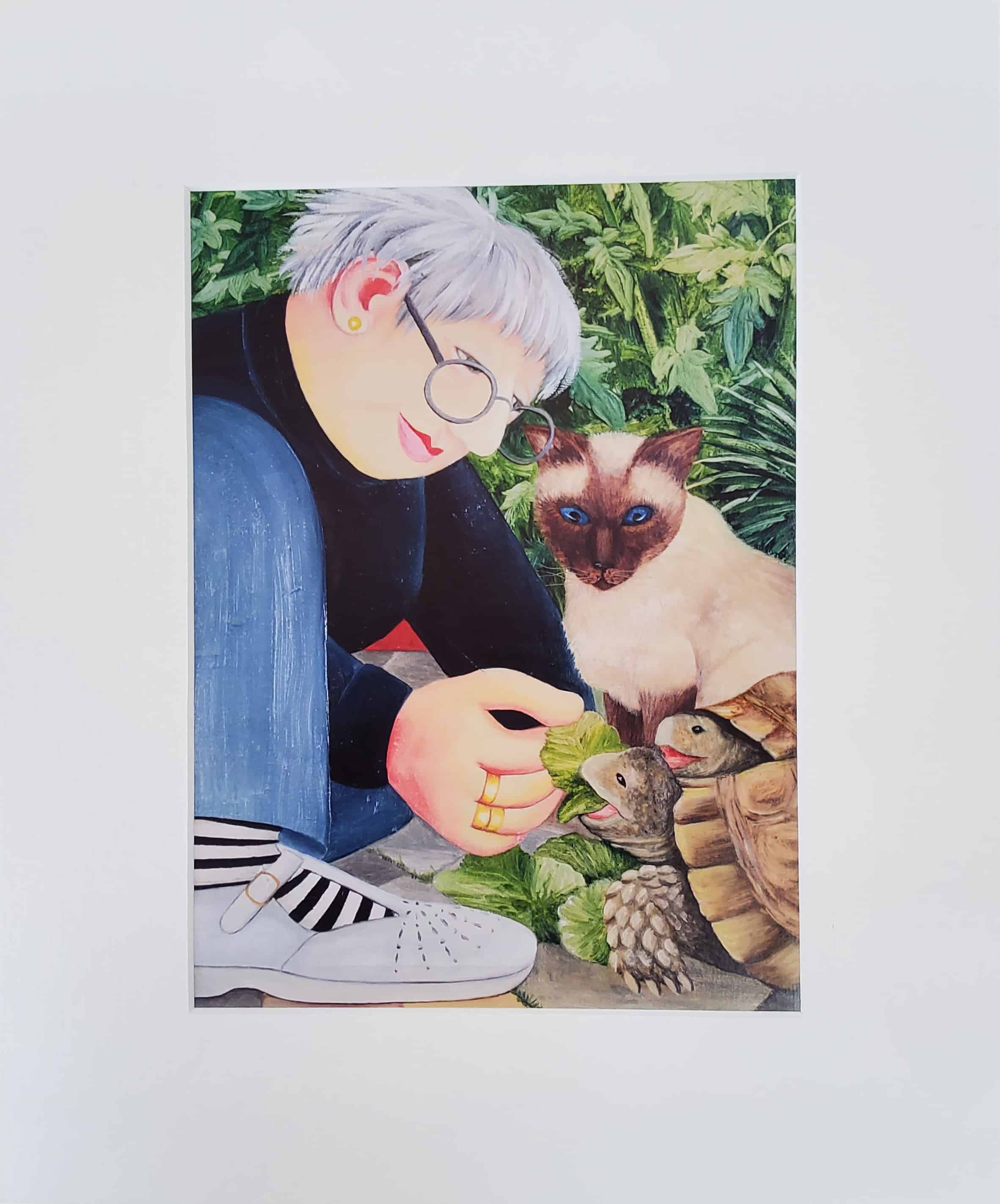 Feeding the Tortoise Mounted Print